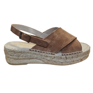 Alpargata CRIS con plataforma de piel en Marrón