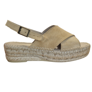 Alpargata CRIS con plataforma de piel en Beige