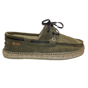 Alpargata Náutica de piel en verde oliva