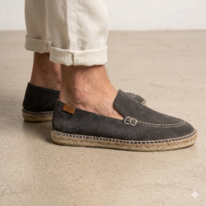 Alpargata Mocasin Bosco de Piel en Gris oscuro